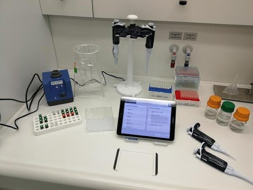 Experimental setup with the Gilson TRACKMAN connected