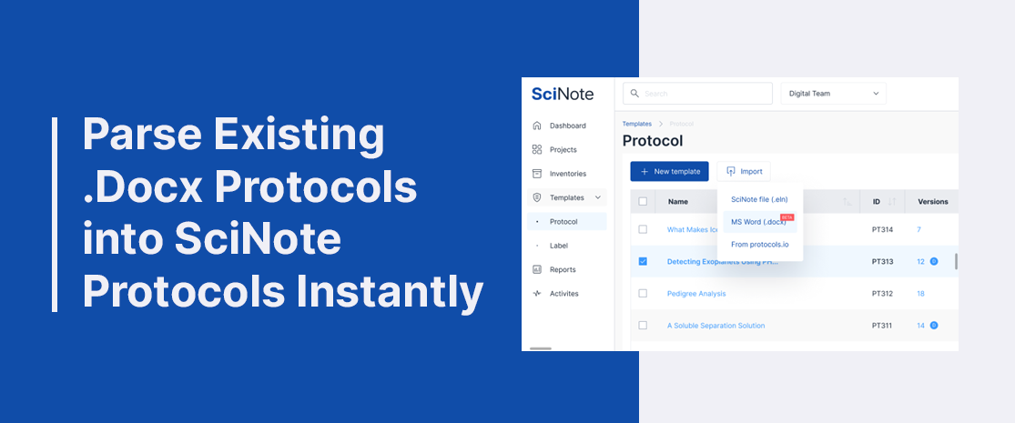 Parse Existing .Docx Protocols into SciNote Protocols Instantly